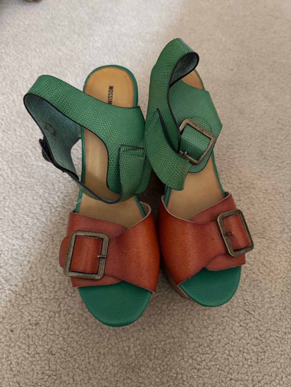 Mossimo Supply Co. Green and Brown Cork Wedge Sandals - Picture 2 of 3